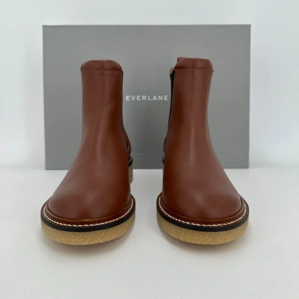 Everlane The Italian Leather Chelsea Boot Tobacco Brown sz 6 Women's Gum Outsole